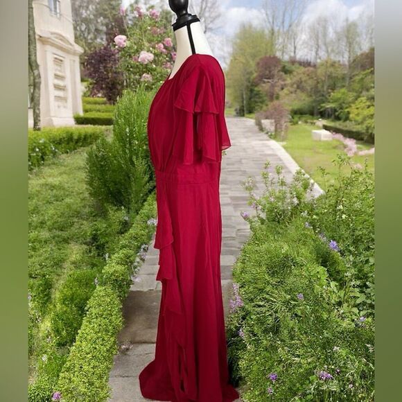 SHEIN Curve Belle Plus Butterfly Sleeve Ruffle Trim Split Thigh Chiffon Size 4XL - Picture 3 of 6